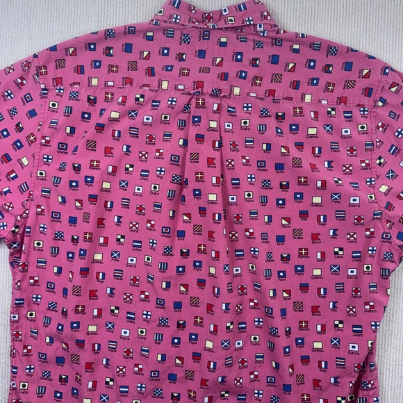Reyn Spooner Shirt Mens Large Pink Nautical Signal Flag Short Sleeve Cotton L - Picture 8 of 8